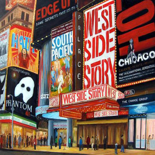 Lights on Broadway in oils painted by Leonardo Ruggieri