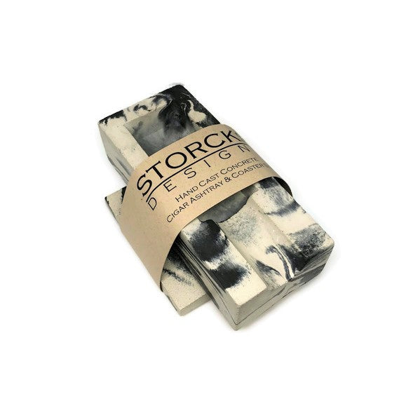 Concrete Single Cigar Ashtray and Coaster Set