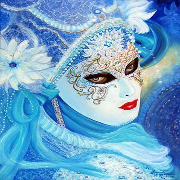 Venetian Carnevale mask oil print by Leonardo Ruggieri