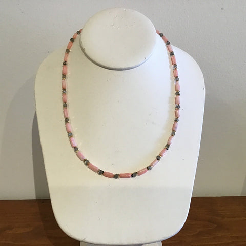 Coral Labradorite Gold Hematite Necklace