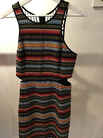 Southwestern woven dress with mesh back