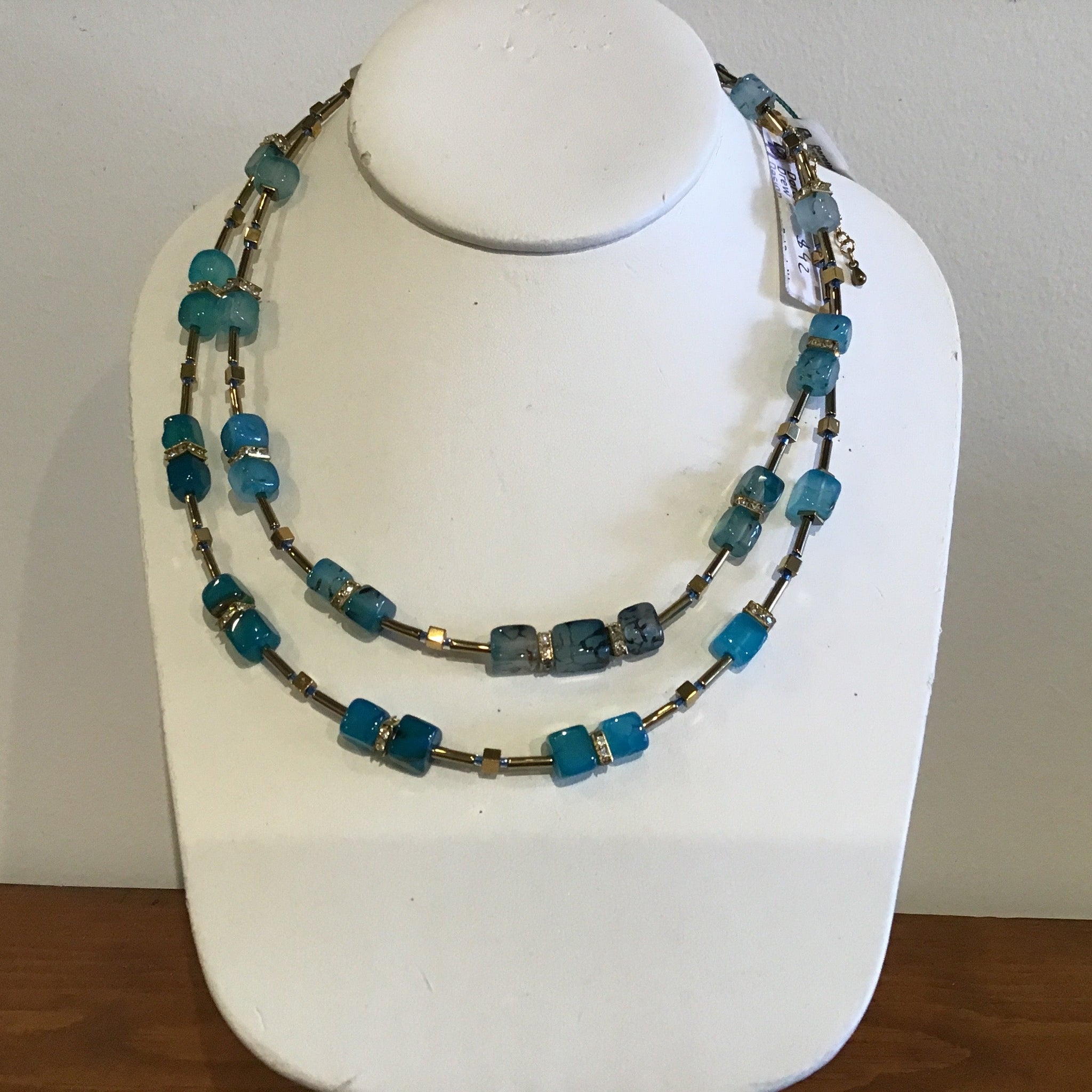 Dragon Vein Agate and Gold Necklace