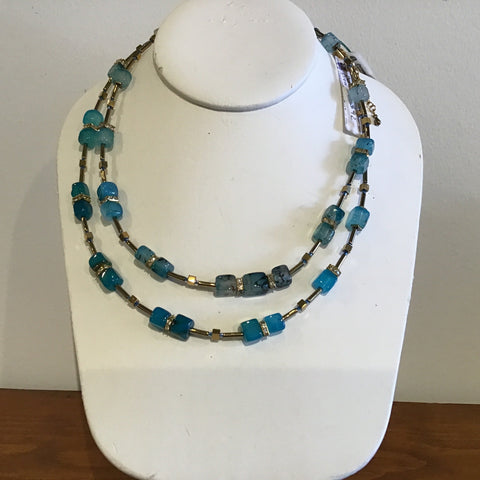 Dragon Vein Agate and Gold Necklace