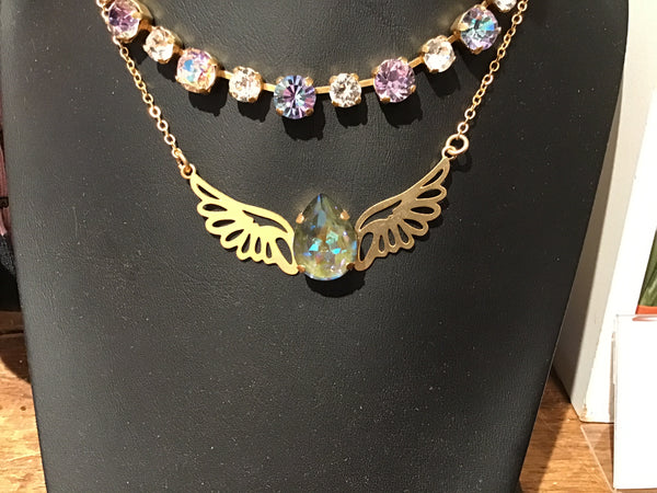 Gem with wings necklace
