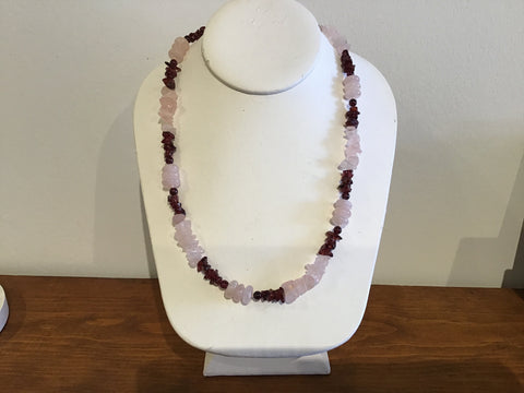 Rose quartz garnet necklace