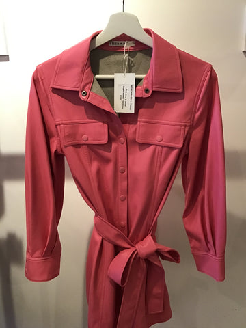 Pink Alice and Olivia vegan leather coat dress