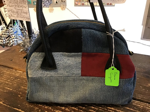 Patch denim handbag