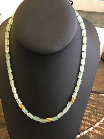 Aventurine gold plated steel necklace