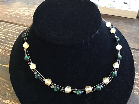 Gold and green Polaris round crystal necklace
