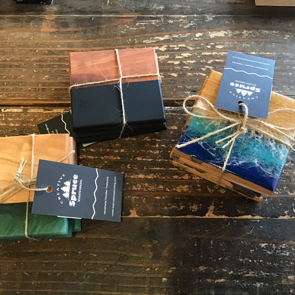 Epoxy wood coasters