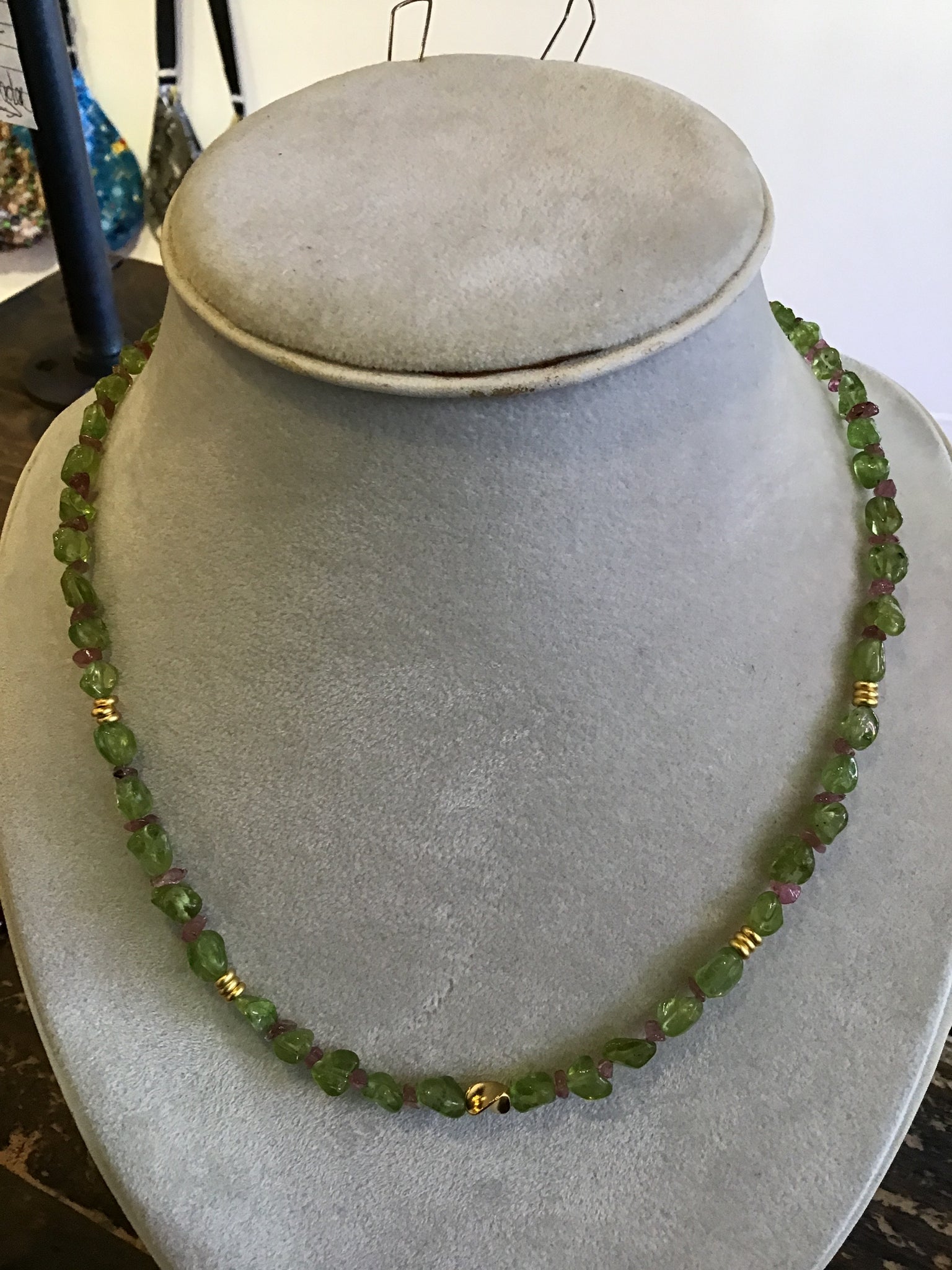 Peridot pink tourmaline necklace