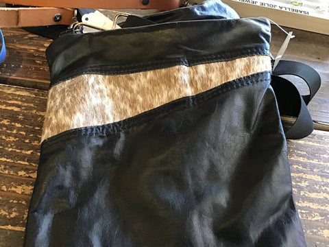 Leather and animal over shoulder bag