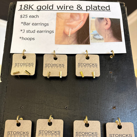 18K Gold Wire & Plated Earrings