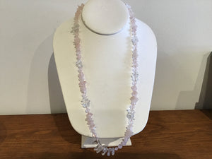 Rose quartz rock crystal necklace