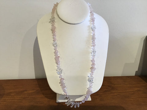 Rose quartz rock crystal necklace