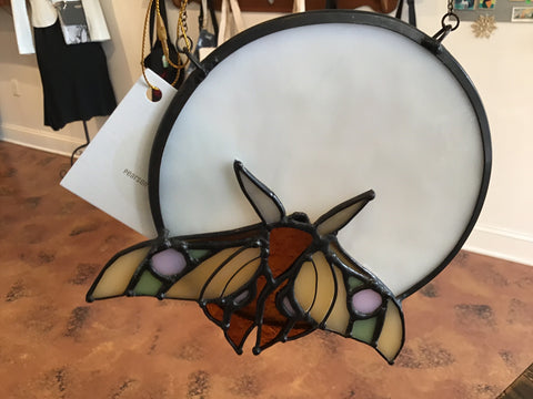 Stained glass Moth and moon