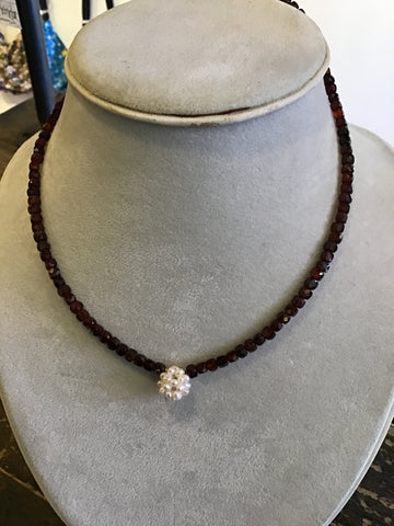 Garnet fresh water pearl necklace