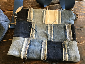 Denim patchwork over shoulder bag