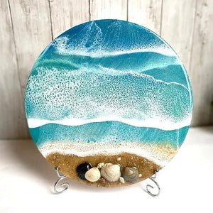 Caribbean Beach Round Art with Shells