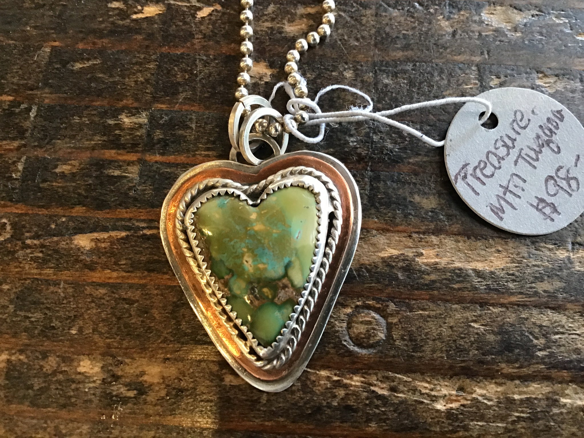 Heart turquoise and copper necklace