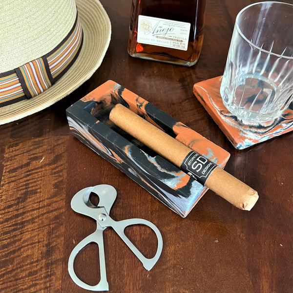 Concrete Single Cigar Ashtray and Coaster Set