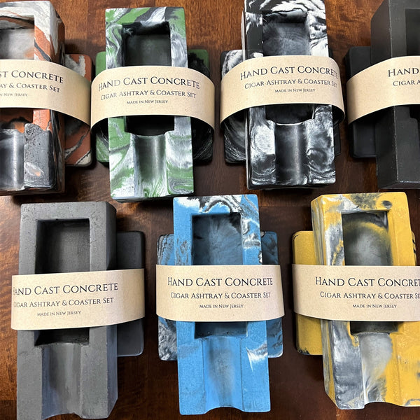 Concrete Single Cigar Ashtray and Coaster Set