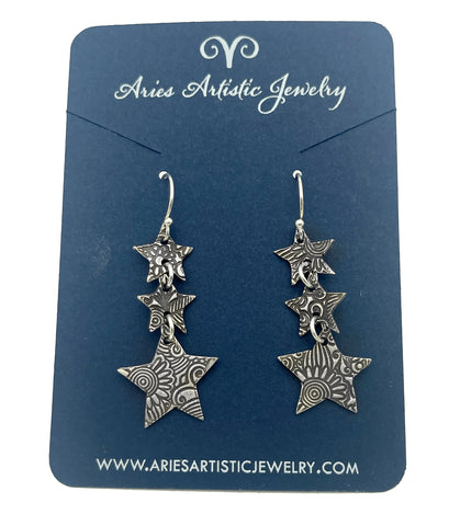Sterling Silver Dangling Star Earrings