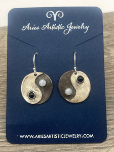 Yin Yang Onyx and Opal Earrings