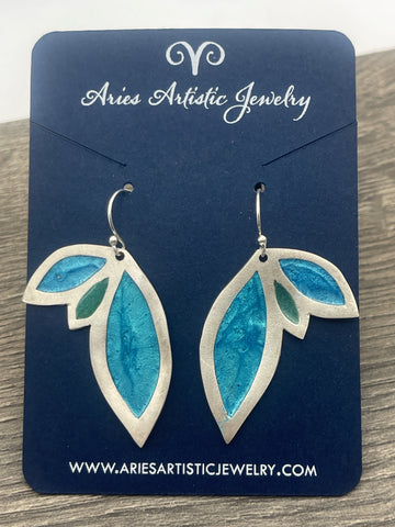 Blue 3 Petal Earrings