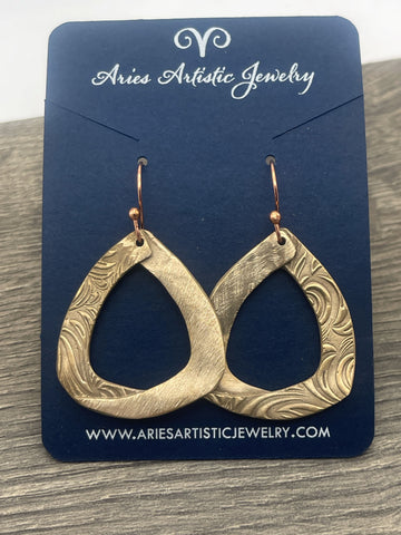 Bronze Triangle Textured Earrings