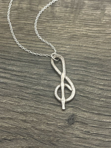 Sterling Silver Musical Treble Clef Necklace