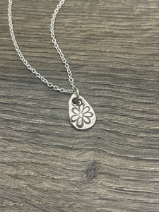 Sterling Silver Flower Drop Necklace