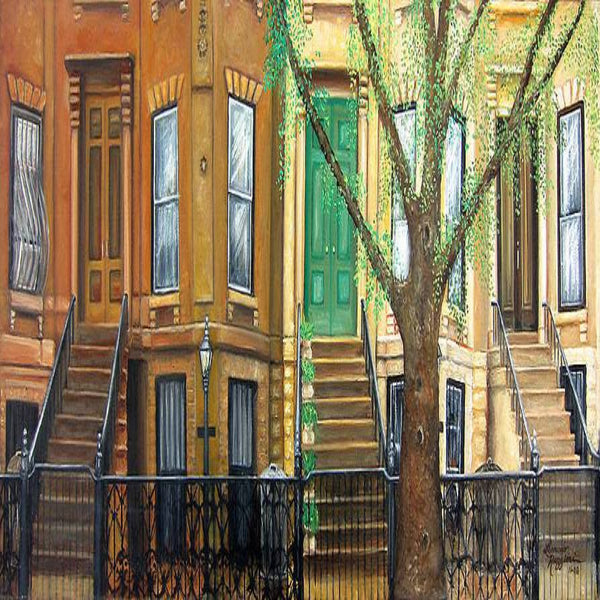 2 Brooklyn Brownstone corridor oil paintings by Leonardo Ruggieri