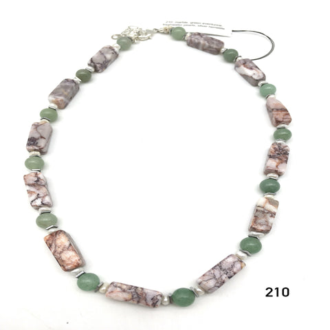 Marble, green aventurine, freshwater pearls, silver hematite created by Dorothea Drew Designs of central NJ