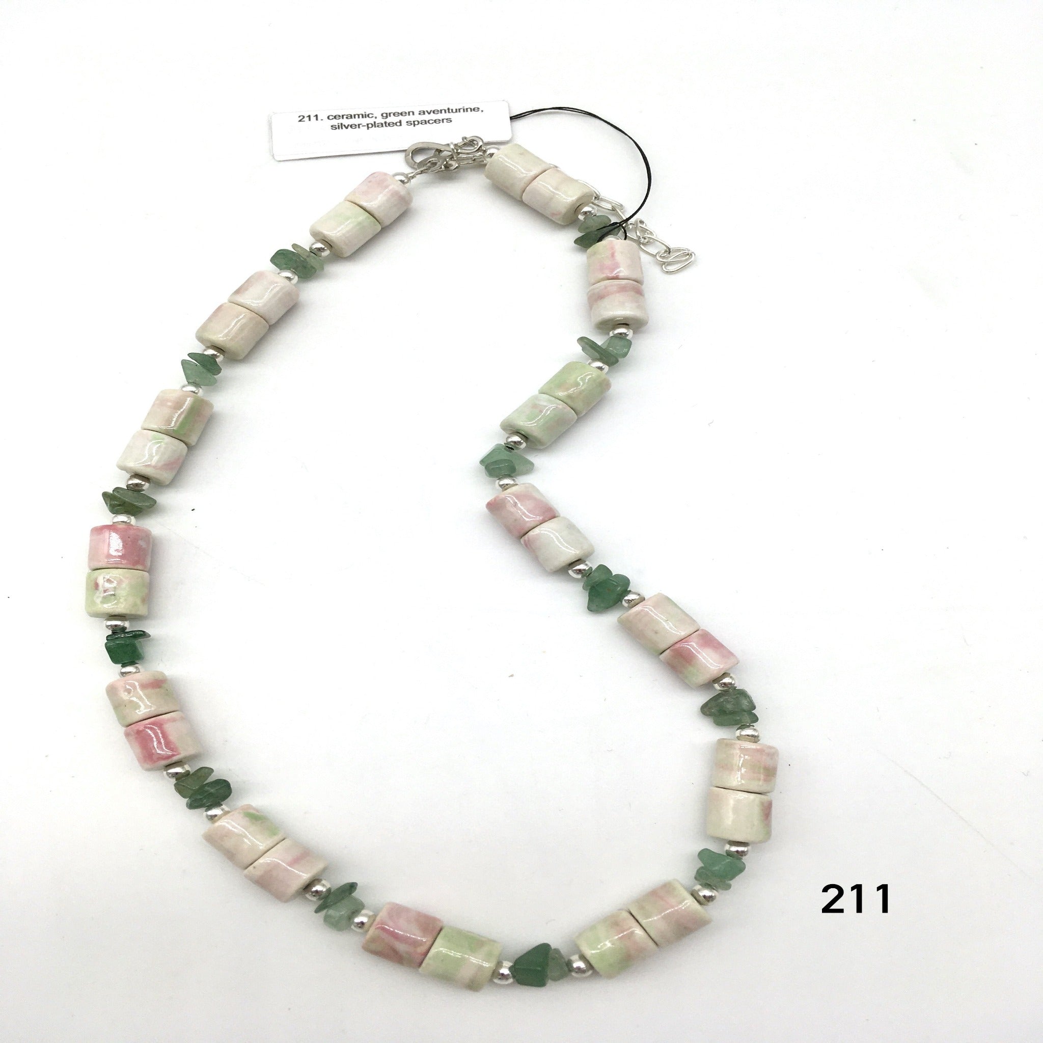 Ceramic, green aventurine, silver-plated spacers created by Dorothea Drew Design from central NJ