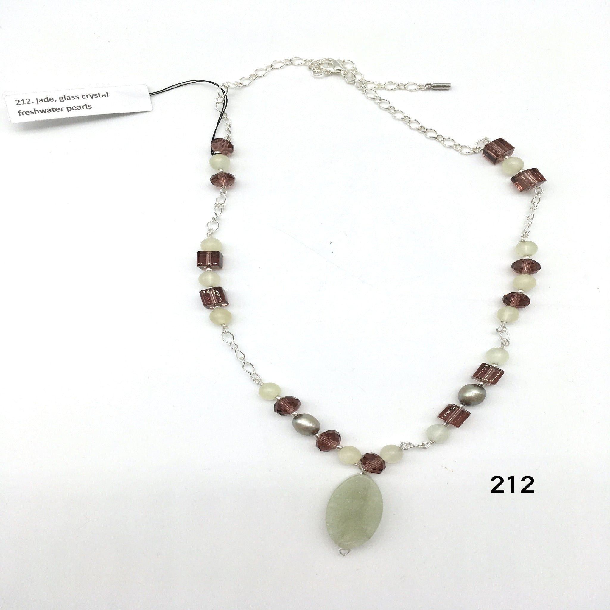 Jade, glass crystal freshwater pearls created by Dorothea Drew Design in central NJ