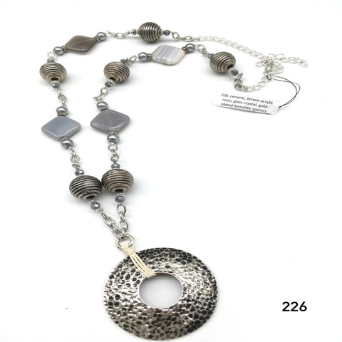 Grey agate, antiqued silver-plated elements and pendant necklace created Dorothea Drew Design from central nj