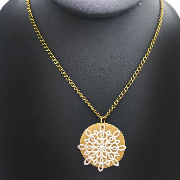 Bronze and Pure Silver Snowflake Necklace