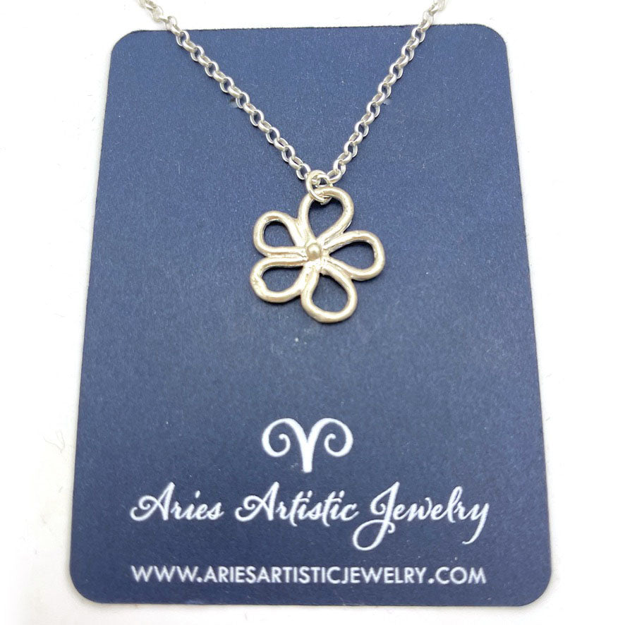 Pure Silver Round Flower Necklace