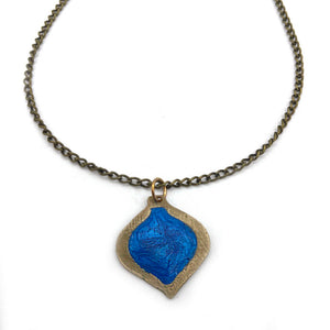 Bronze Necklace with Blue Ornament Pendant