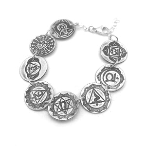 Sterling Silver Chakra Bracelet Yoga Jewelry