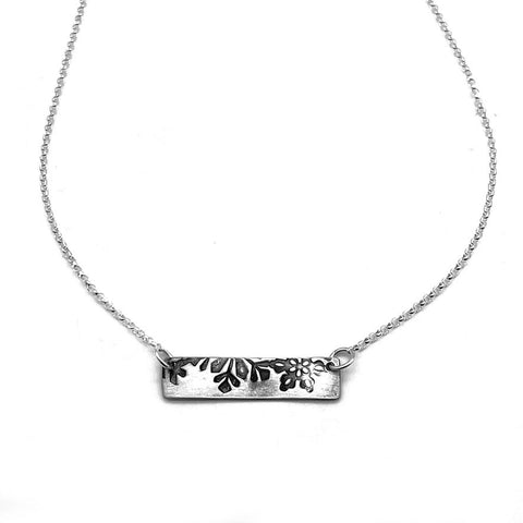Sterling Silver Snowflake Bar Necklace