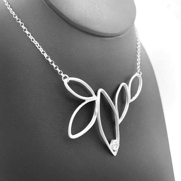 Nature-Inspired Pure Silver 5 Leaf Necklace