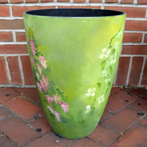 hand-painted tall flower planter by Susan's Art of NJ 
