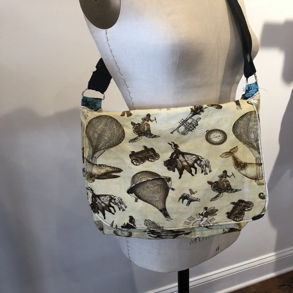 Reversible Messenger Bags - Red Bank Artisan Collective jewelry art vintage recycled Messenger Bag, Andromedas Attic