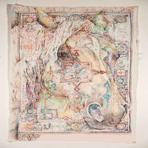 Horse in Carpet #1 - Red Bank Artisan Collective jewelry art vintage recycled Artwork, Asja Jung