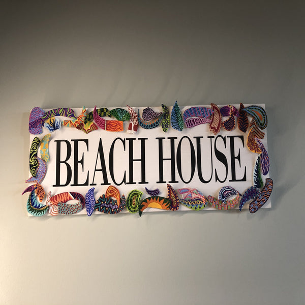Clam shell beach sign by Central NJ artist E! Designs