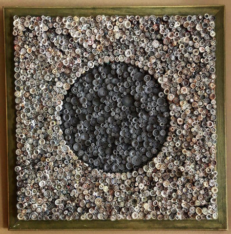 Big Circle in Square frame rolled magazine artwork by Trash Art Treasures