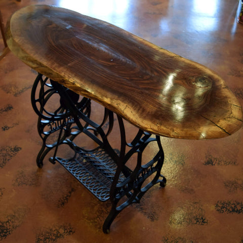 Black walnut table with Eldredge sewing base created by RDK Woodworking of NJ