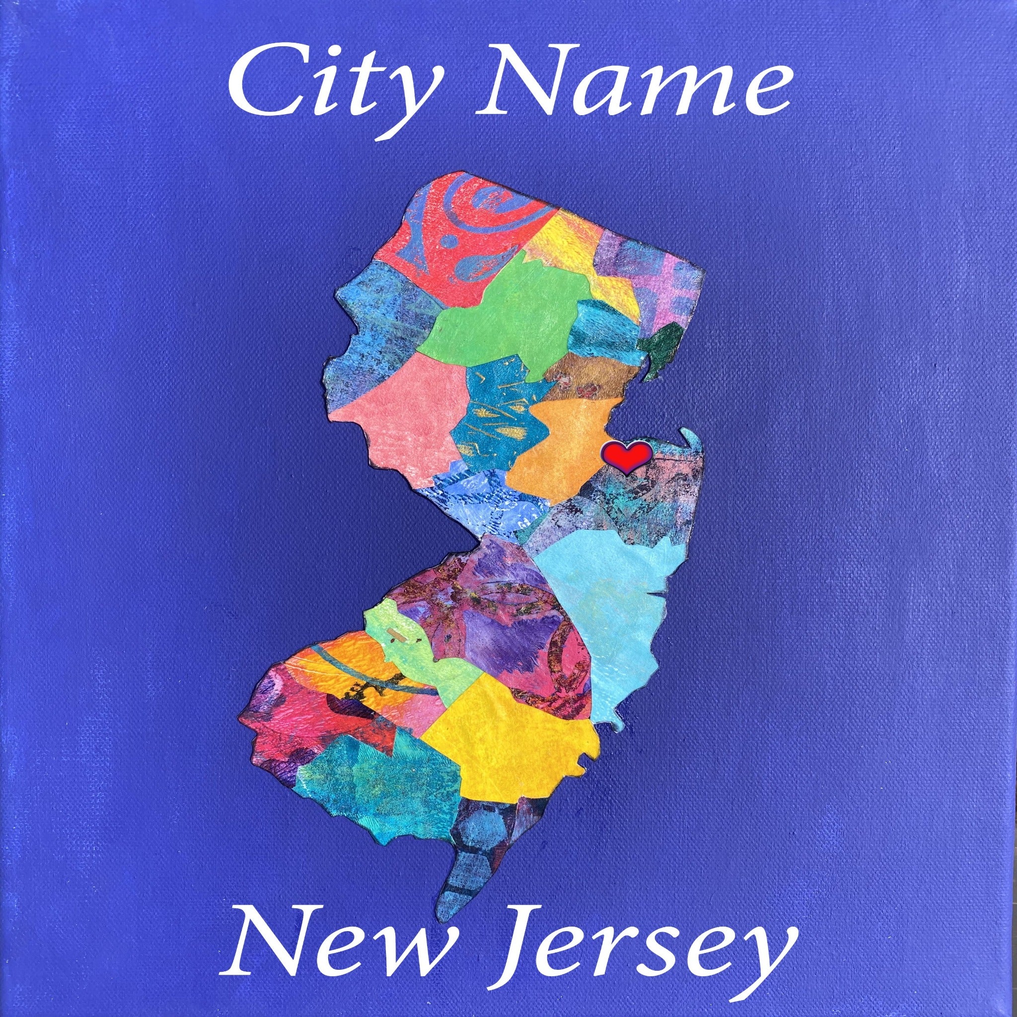 Mixed Media custom print on canvas in 5x7, 8x10, or 11x14 of your favorite New Jersey town.